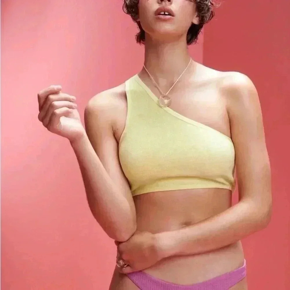 NWT  ZARA Terrycloth Asymmetrical Top M